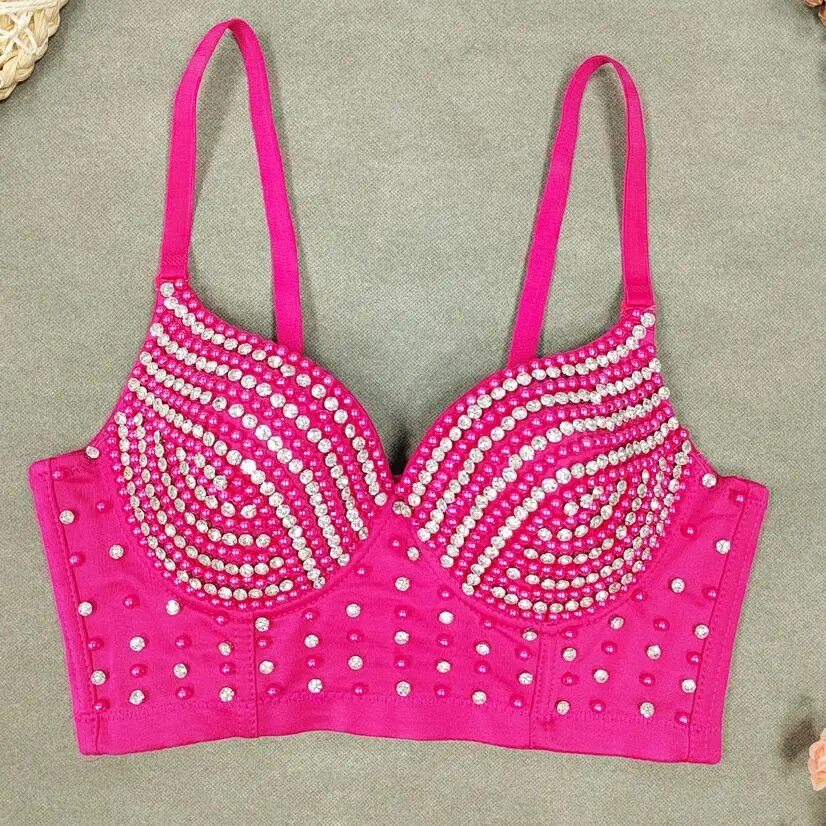 11l 2023 New Sexy Beaded Diamonds Bustier Bra Women Cropped Top Push Up