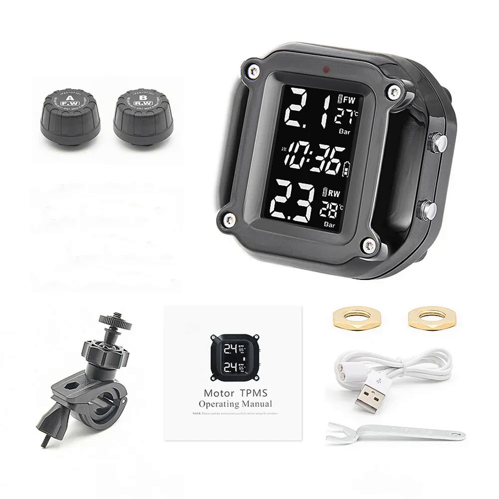 ♞TPMS Motorcycle Tire Pressure Sensors Motor With Display External Real ...