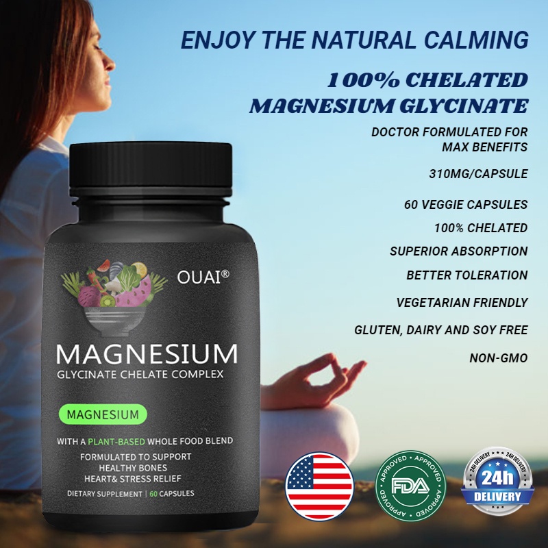 OUAI Magnesium Glycinate Time Release Absorption Sleep Aid Muscle Recovery Supports Heart Brai