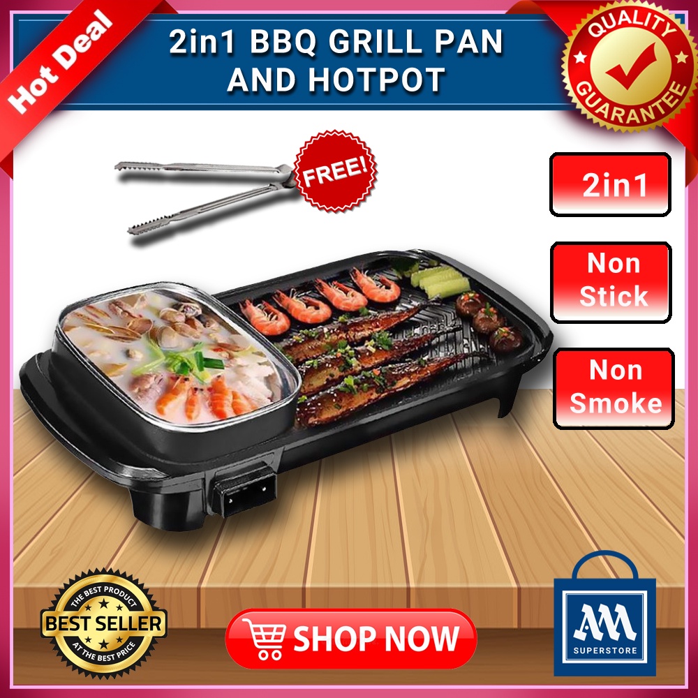 AM Superstore Korean Samgyupsal Grill Pan Electric 2 in 1 Korean Style