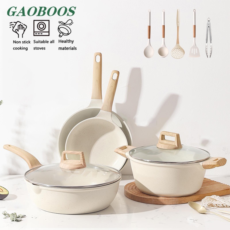 Gaoboos Non Stick Pan Set Cookware Set Gold Star Coating Frying Pan