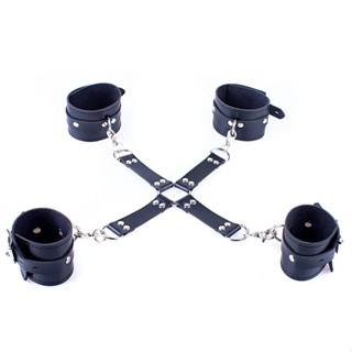 ๑PU Leather Cross Wrist Ankle Cuffs Adult Games Cosplay Fetish Bondage ...