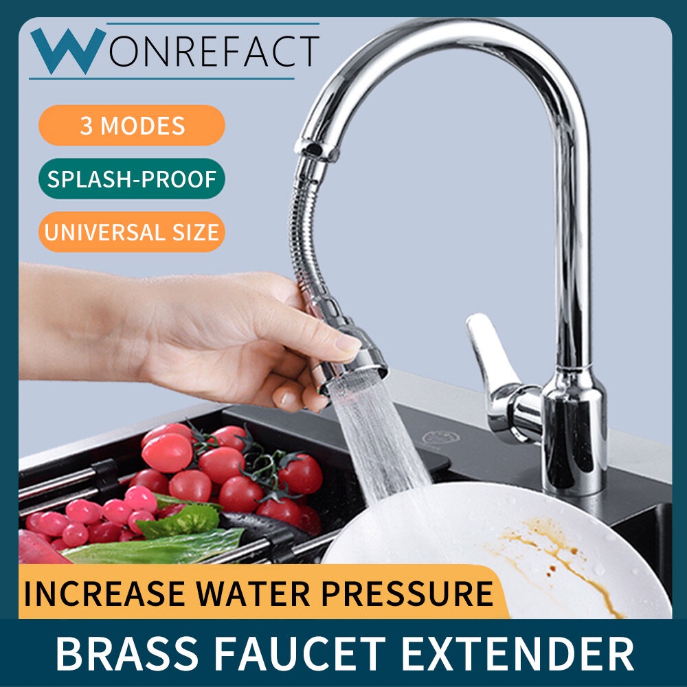 Kitchen Sink Universal Brass Faucet Extender 360Degree Rotation 3Mode WaterSaving Pressurized