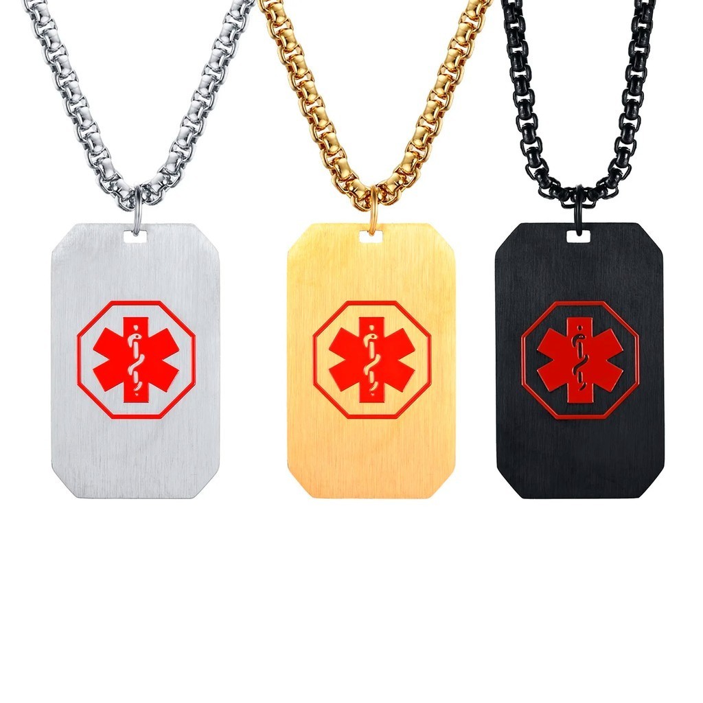 Medical Alert Necklace Stainless Steel Custom Engraved Medic ID ...