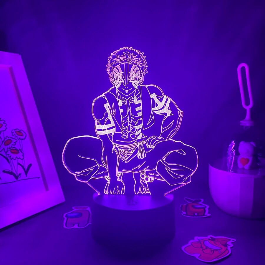 16h Demon Slayer Anime Figure Akaza 3D LED Neon Night Light Bedroom ...