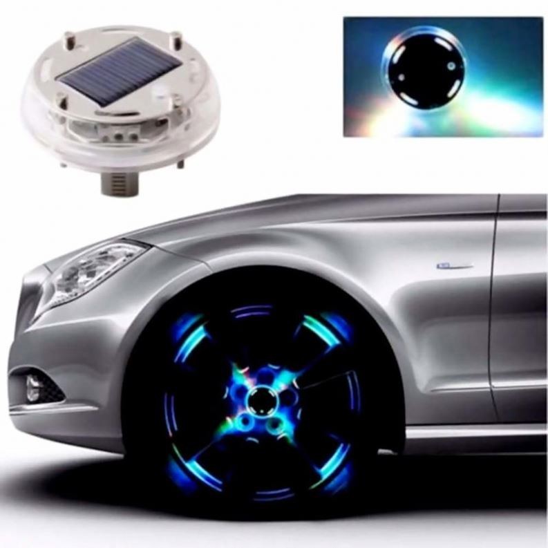 Car Accessories 12 LED RGB Auto Solar Energy Flash Wheel Tire Rim Light ...