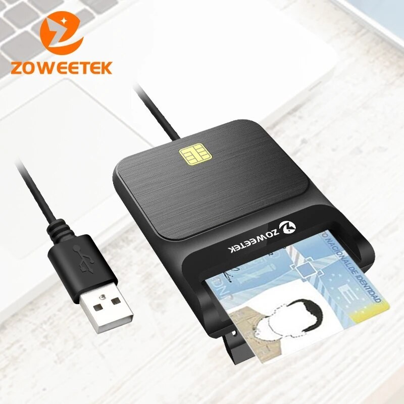 유New Zoweetek ID Smart Card Reader for DNI EMV CAC Bank Chip USB Card ...