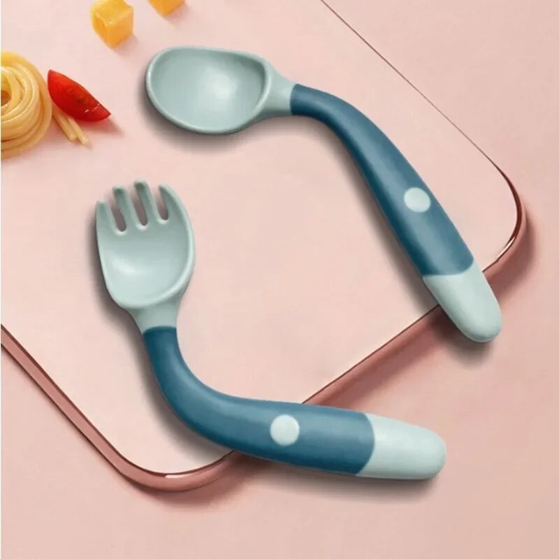 Everyday Baby Set Posate E Piatto In Silicone Per Autosvezzamento - Antiscivolo, Lavabile, Senza BPA, Grigio Quiet, 12+ Mesi