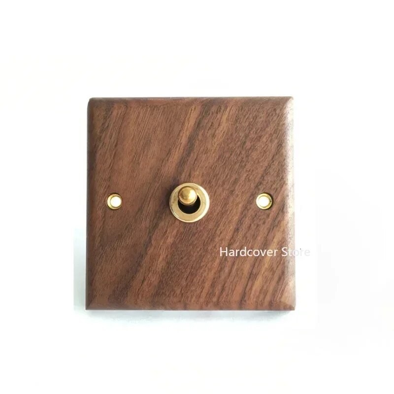 Retro Black Walnut Panel Brass Lever 2 Way Toggle Switch Solid Wood ...