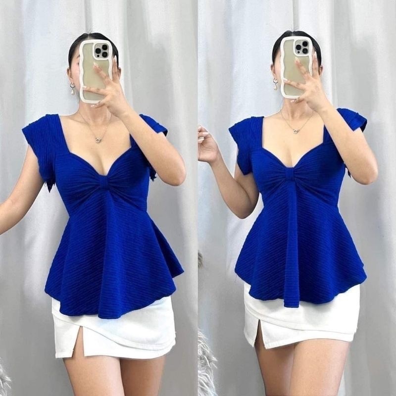 ルミニョン lumignon ニット リボンバストフラッフィートップス ピンク