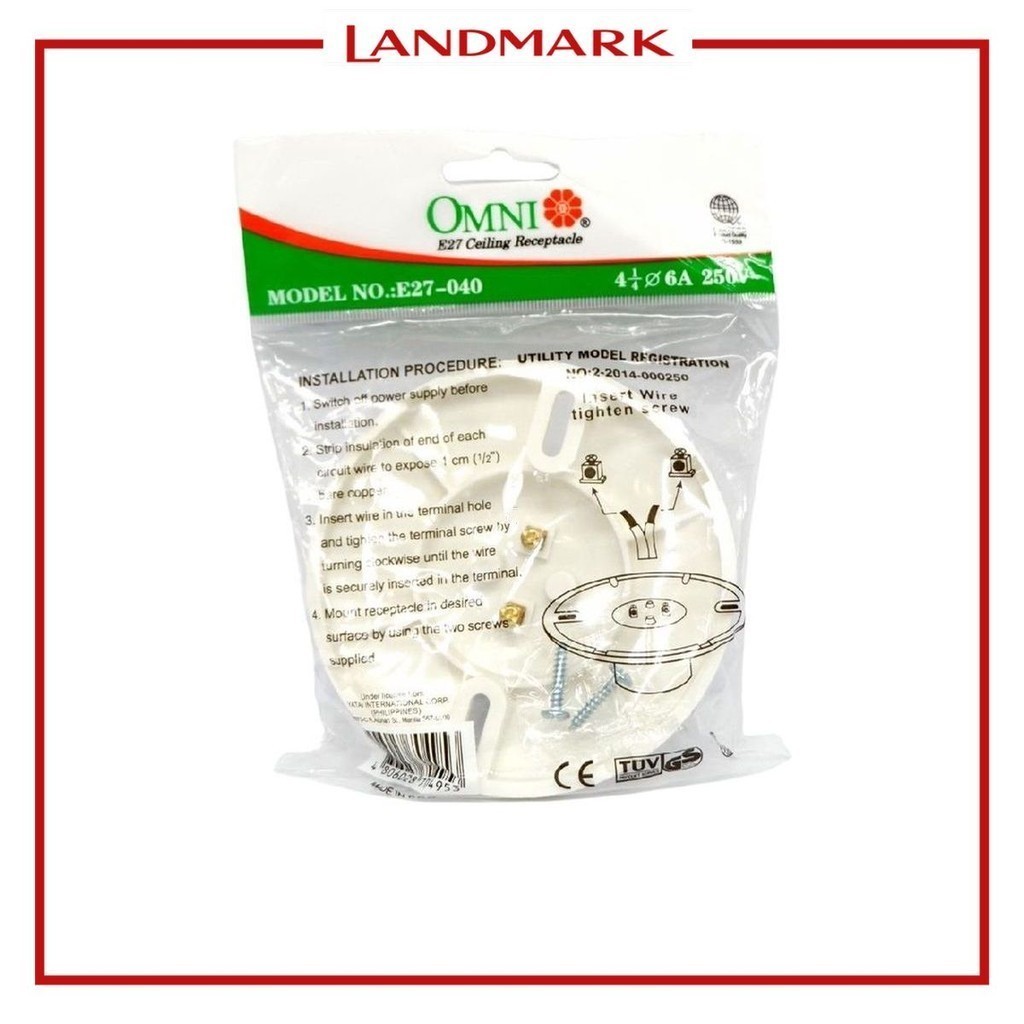 Omni E27 Ceiling Receptacle 4 1/4 White With Plastic Pack | Shopee ...