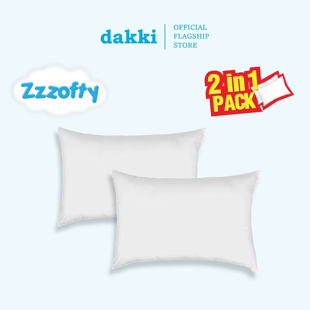 Dakki 2 in 1 Zzzofty 20" X 30" White King Pillow Shopee Philippines