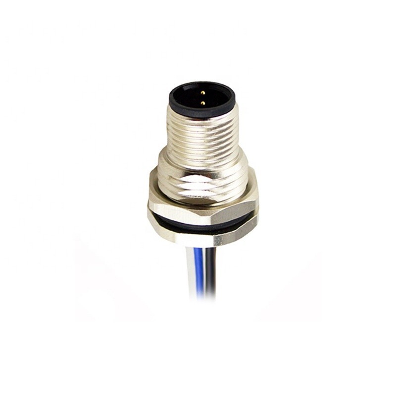 Automotive connector m12 2pole c code front panel pcb mount with wires ...