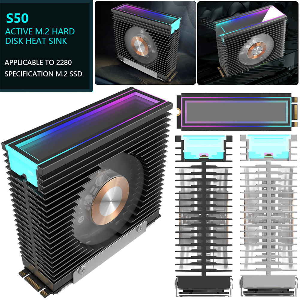 M.2 2280 SSD Hard Disk Heatsink Heat Dissipation Radiator Cooling Fan ...