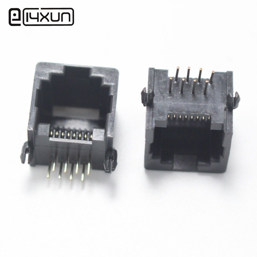 ♚5pcs RJ45 / RJ11 Telephone jack Connectors 180 Degrees Socket 8P8C ...