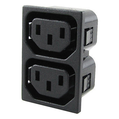 AC 250V 10A IEC 320 C20 Male Panel Outlet Duplex Power Socket Black ...