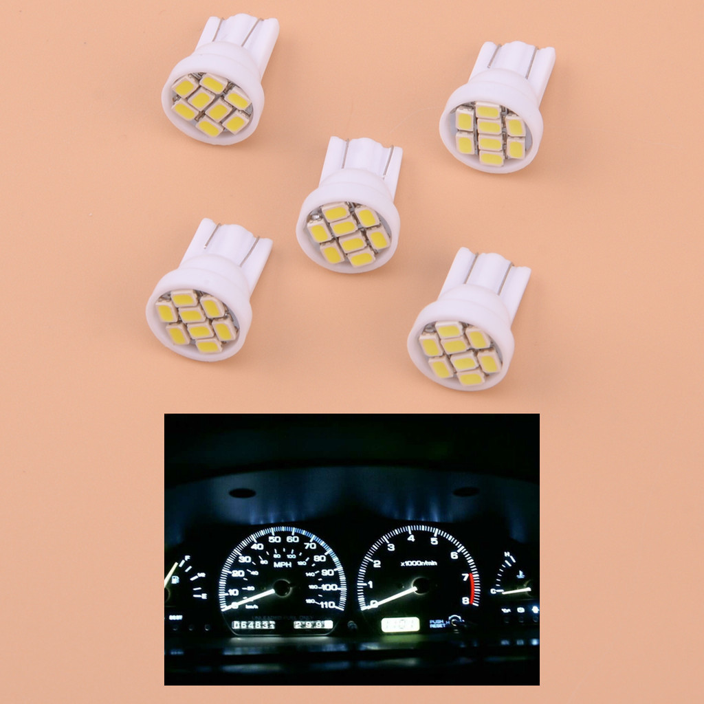 ♚5Pcs White Instrument Dash Gauge Cluster Highbeam Indicator Shifter