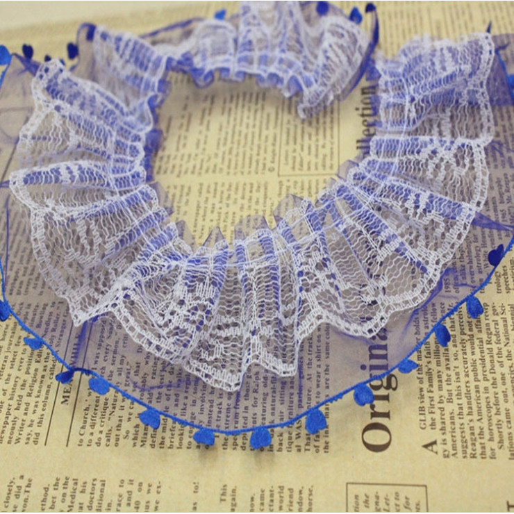 ♣25Yards 7cm Width Pleated Lace Trim Bubble Skirt Ruffle Mesh Lace ...