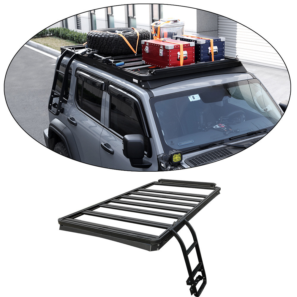 ️Universal car rack roof 4X4 Aluminium black Cargo Carrier Basket Roof ...