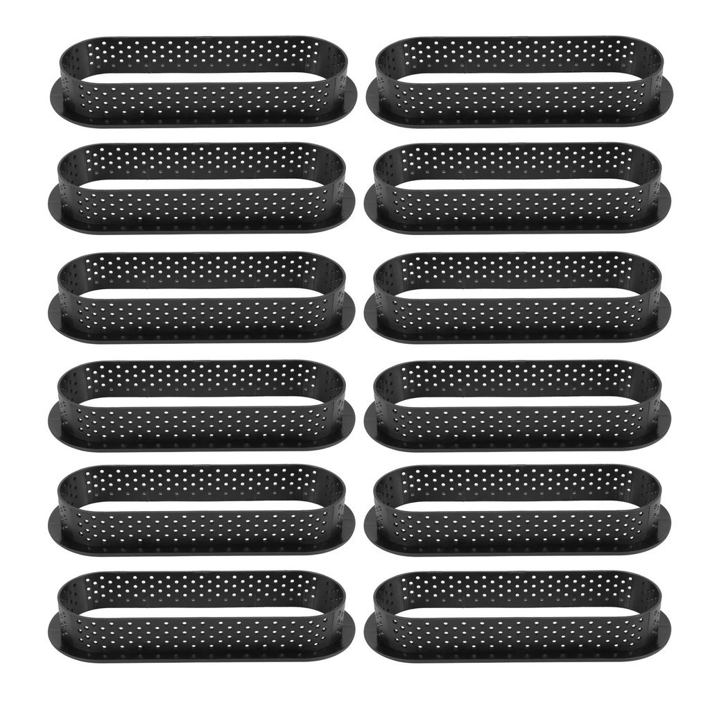 ☆12 Pieces Oval Tart Rings Heat-Resistant Perforated Cake Mousse Ring ...