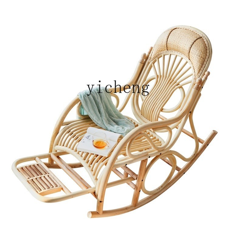 ๑Zk Modern Household Rattan Rocking Chair Real Rattan Lazy Rocking ...