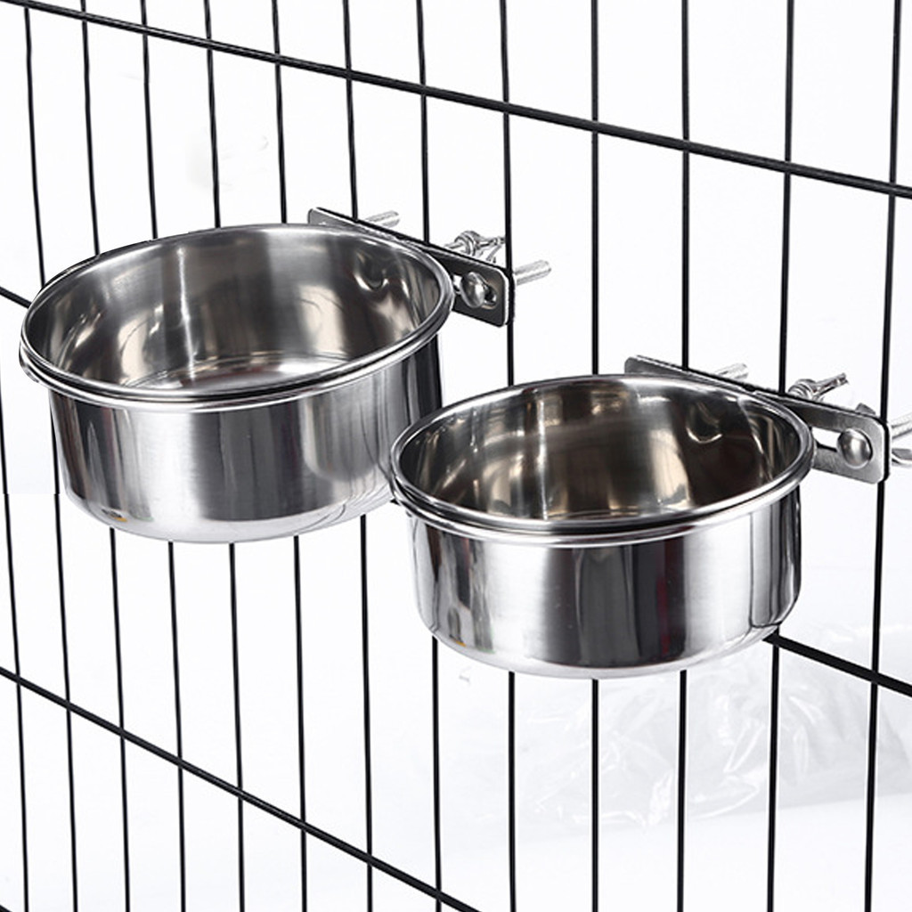 2pcs Pet Water Food Rabbit With Bolt Holder Cat Kennel Stainless Steel ...