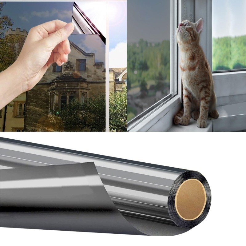 ⚔Silver Glass Sticker Reflective Window Film Block Heat and UV Ray