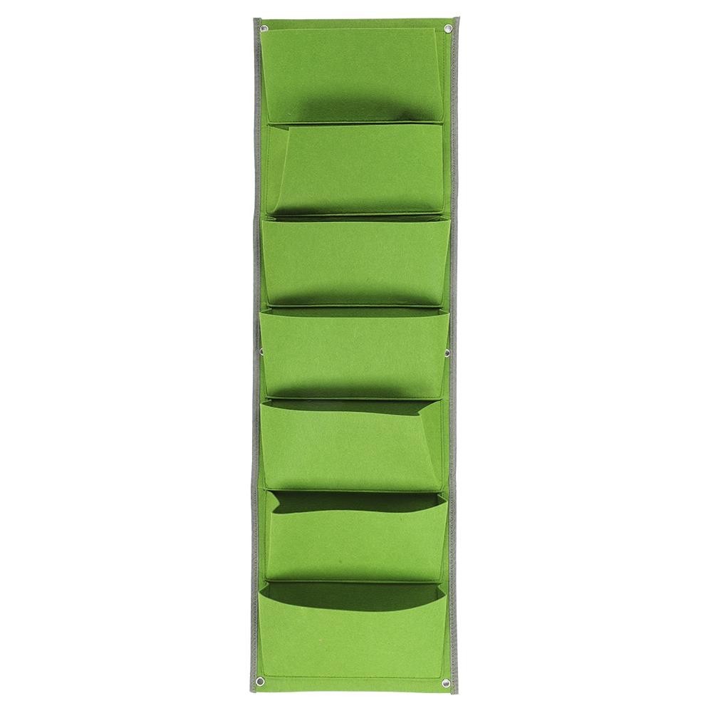 ۩7 Pocket Vertical Hanging Felt Planter | Wall Mounted Grow Bag for ...