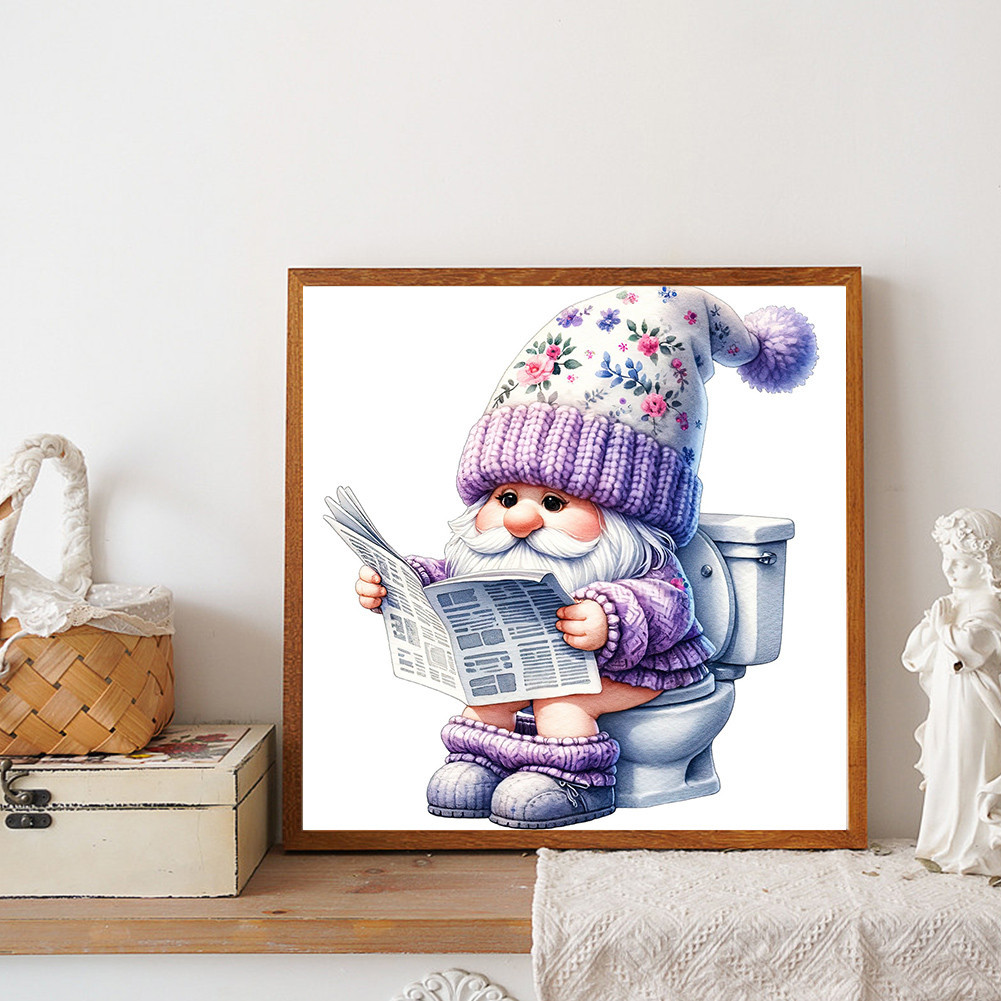☽5D DIY Full Round Drill Diamond Painting Toilet Gnome Kit Home Decor ...