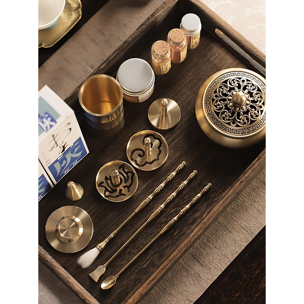 ⓥBrass Incense Tools Starter Set Agarwood Sandalwood Incense Seal ...