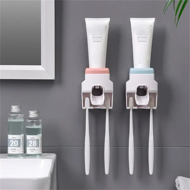 Wall Mount Automatic Toothpaste Dispenser Toothbrush Holder Waterproof ...