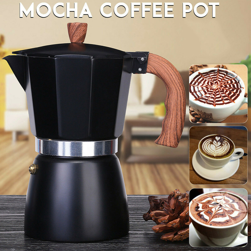 Moka Coffee Pot 300ML Aluminium Octagonal Stovetop Espresso Coffeeware ...