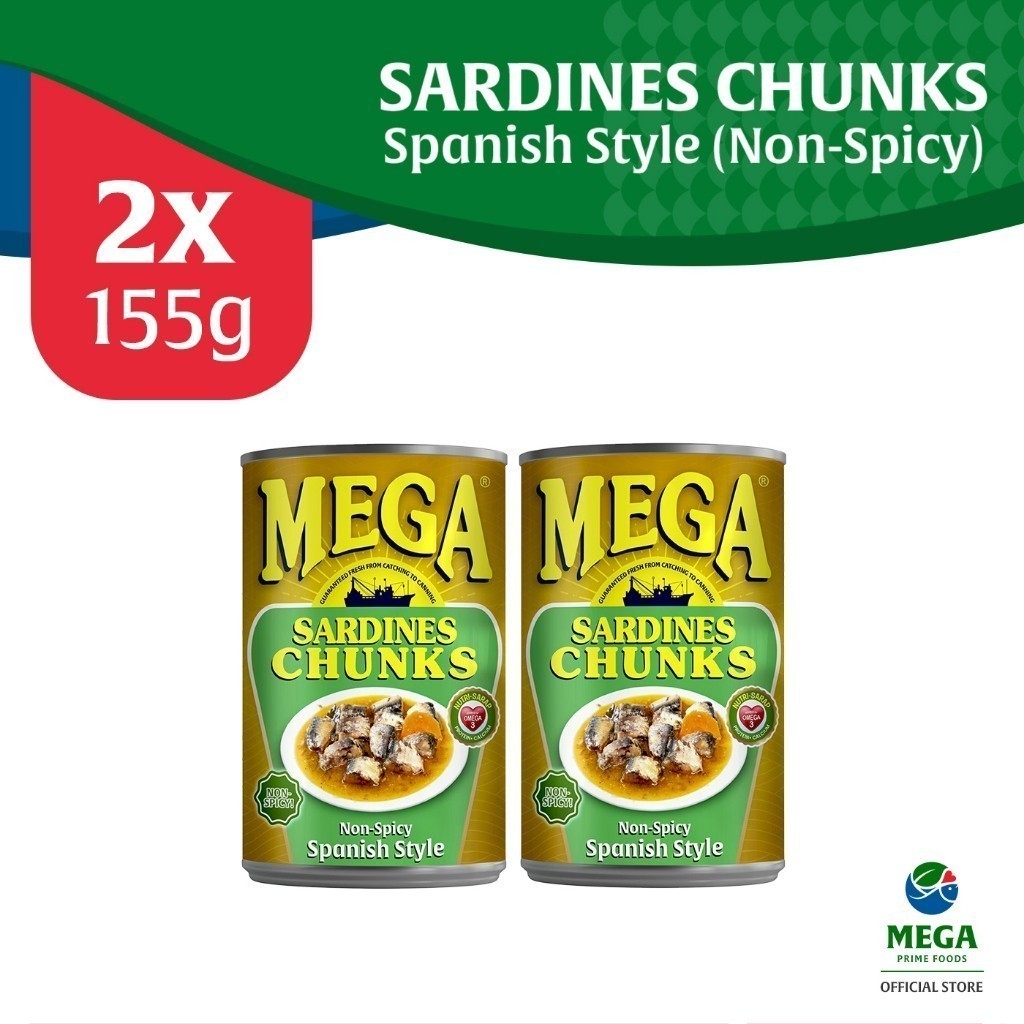 Mega Sardines Chunks Spanish Style 155g (Non-Spicy) by 2's | Shopee ...