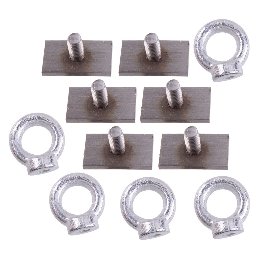 ☁Silver 5 Sets M8 T Bolt Eye Nut Tie Down Kit Fit For Rhino Thule Pro Yakima Roof Rack T & C Cha