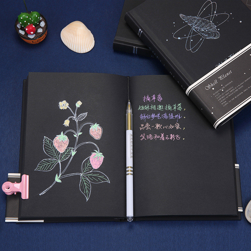 1PC Black Paper 256 Pages Thicken Graffiti Notebook Sketch Book ...