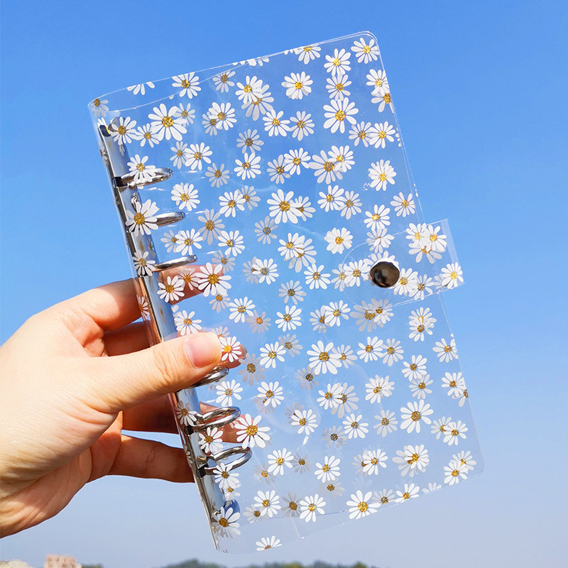A6 Little Daisy Notebook Transparent 6 Rings Binder File Folder Loose ...