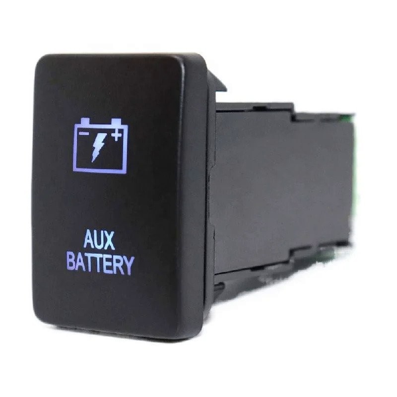 12V Aux Battery Push Button Switch ON-Off Switch Blue Backlit with ...