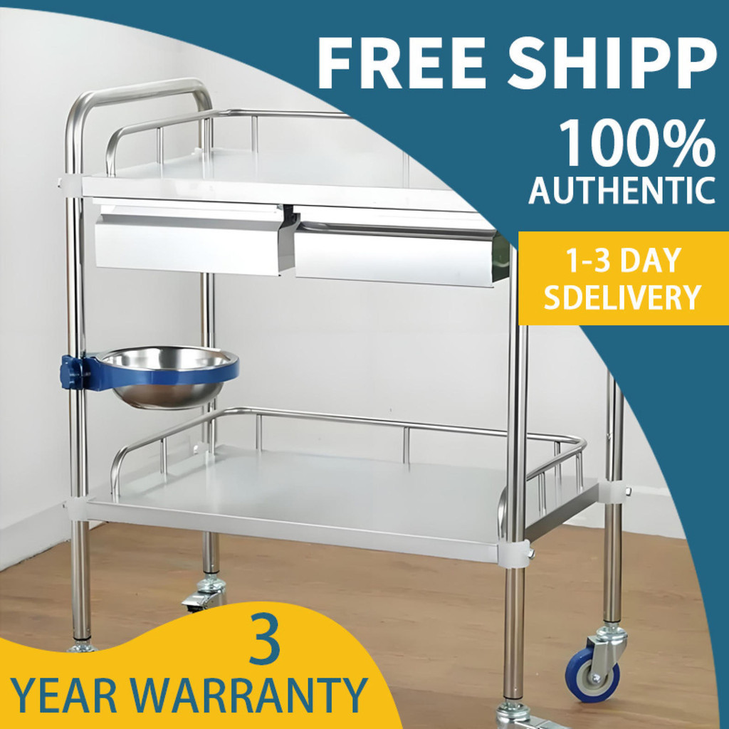 Medical Trolley 304 Stainless Steel Treatment Car Hospital Storage Rack ...