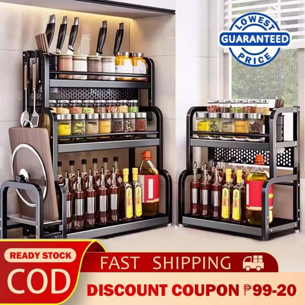 Spice Rack 3 Tier Stainless Steel Seasoning Rack Kitchen Condiment ...