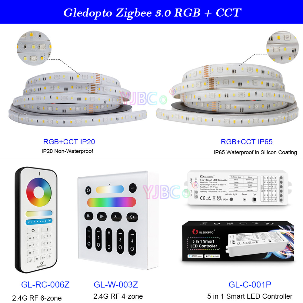 ☛Gledopto Zigbee 3.0 RGBCCT/RGBW/RGB/CCT/single color 5 in 1 LED Strip