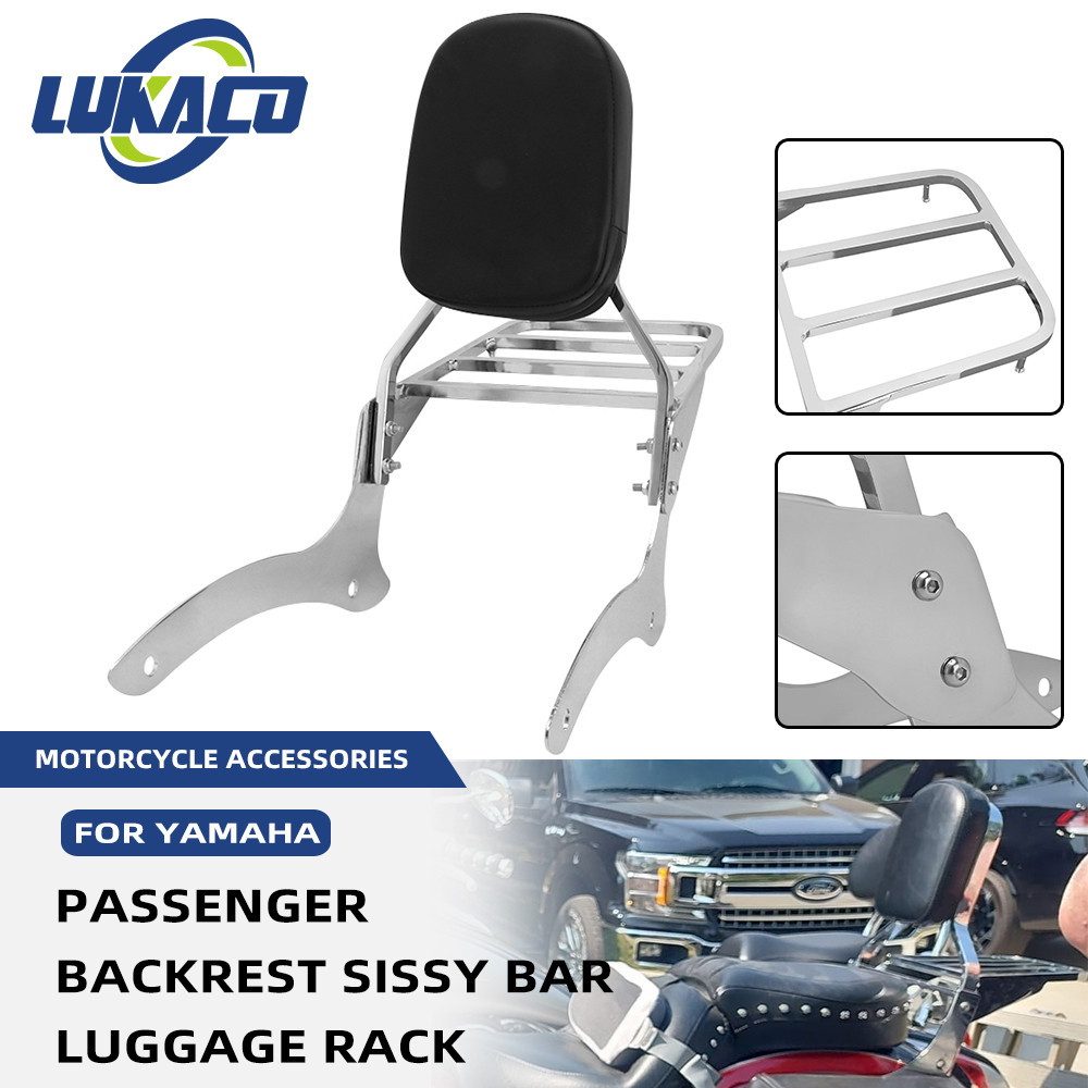 thumbnail image 2 of Cavalry Sissy Bar With Backrest For Yamaha V-Star 1300 - Chrome, Direct Fit 2 of 6
