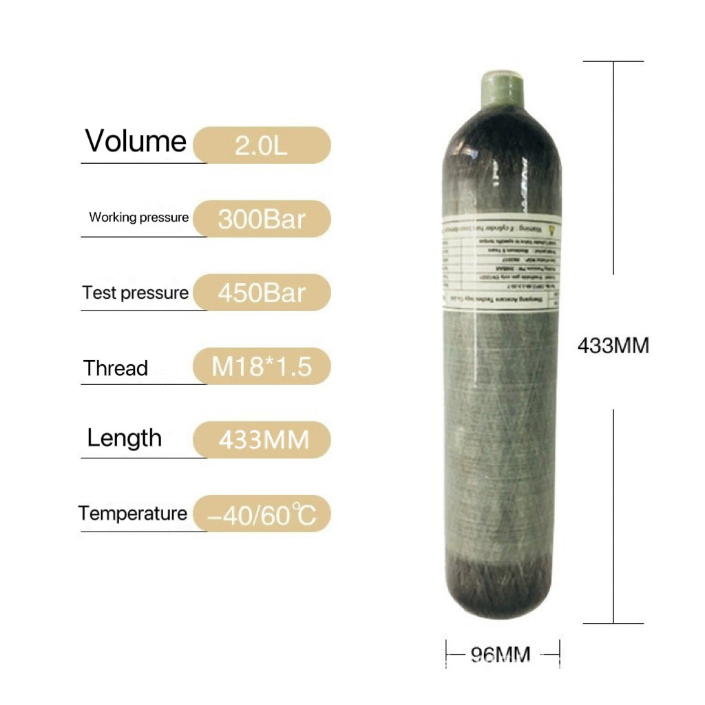 4500Psi 300Bar 30Mpa 2L Carbon Fiber Cylinder HPA Air Bottle Mini