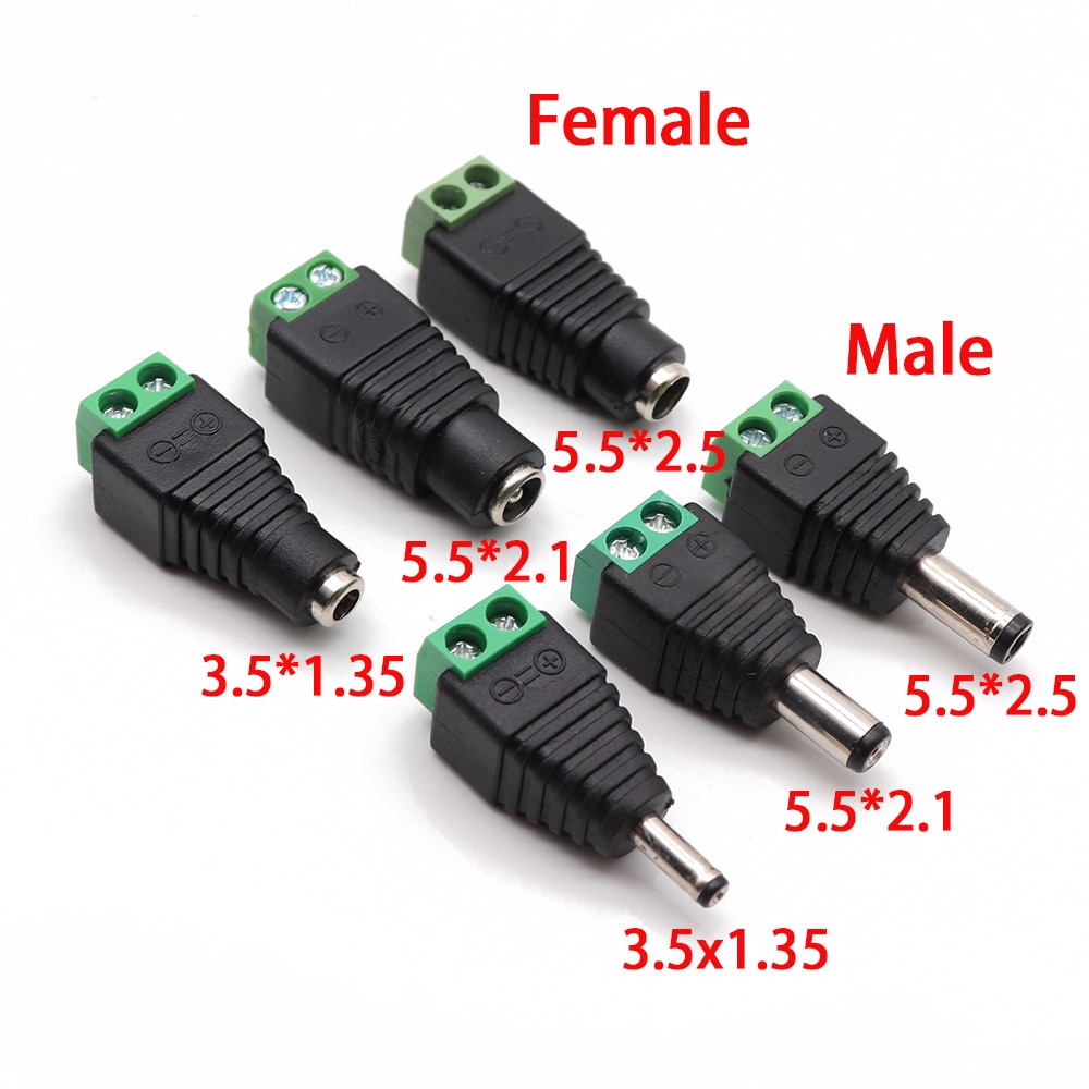 Male Female DC Power Plug Connector 2.1mm x 5.5mm 2.5mm x 5.5mm 1.35mm ...