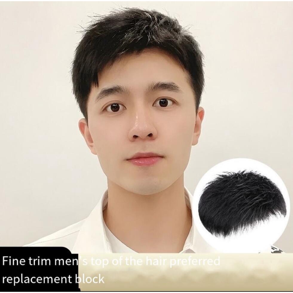 Wig men s short hair hair inch head replacement handwoven full real