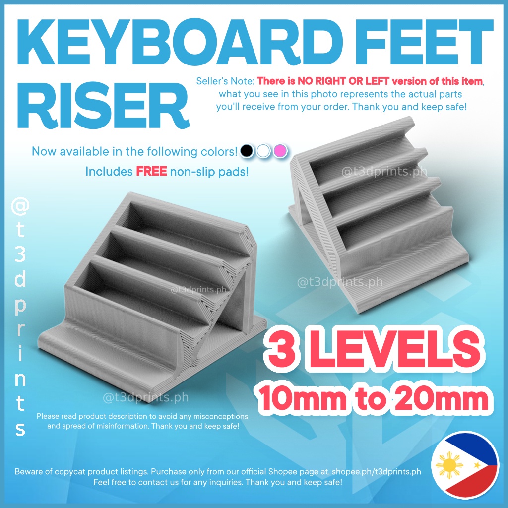 2pcs Keyboard Feet Riser Ramp Steps Stand for Mechanical, Gaming and