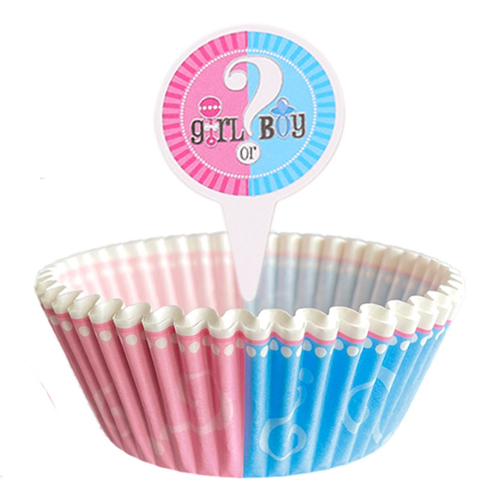 Gender Reveal Cupcake Toppers Boy Girl Gender Reveal Party 48p
