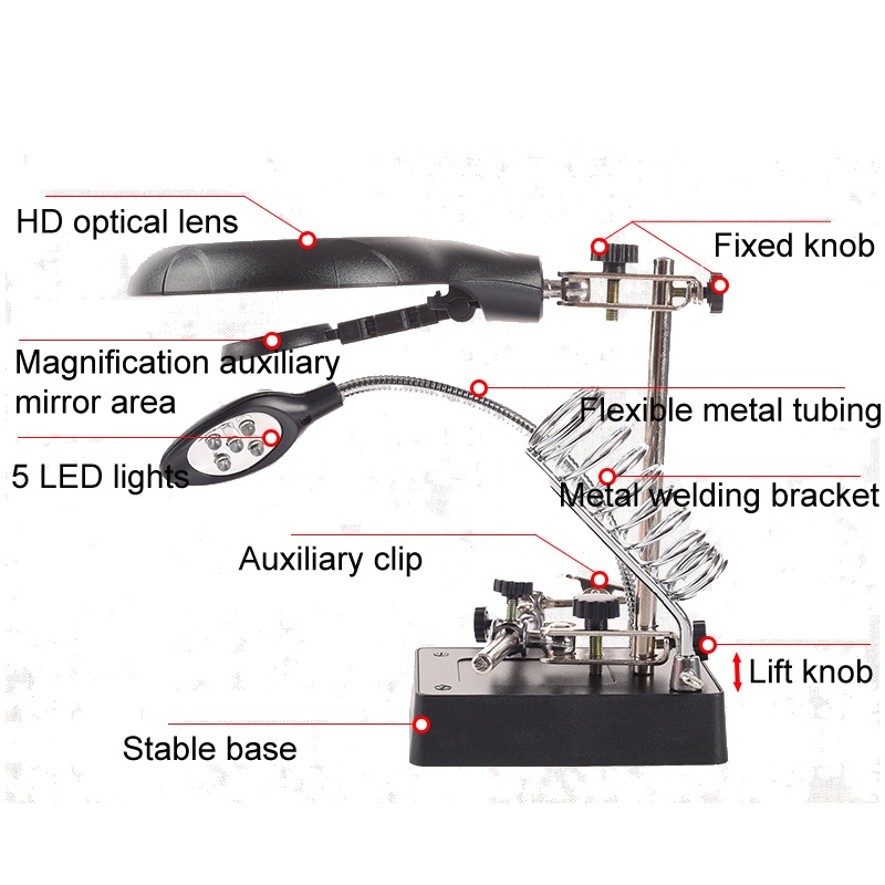1 PC Adjustable Soldering Iron Stand Welding Magnifier With Illuminated