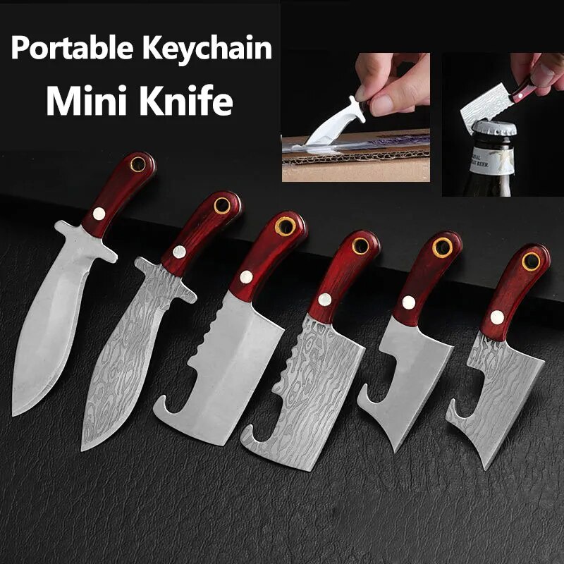 972 Portable Keychain Small Mini Knife Kitchen Fixed Blade Real Letter