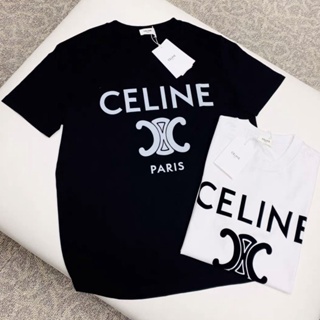 LOOSE CELINE T-SHIRT IN COTTON JERSEY - BLACK / SILVER