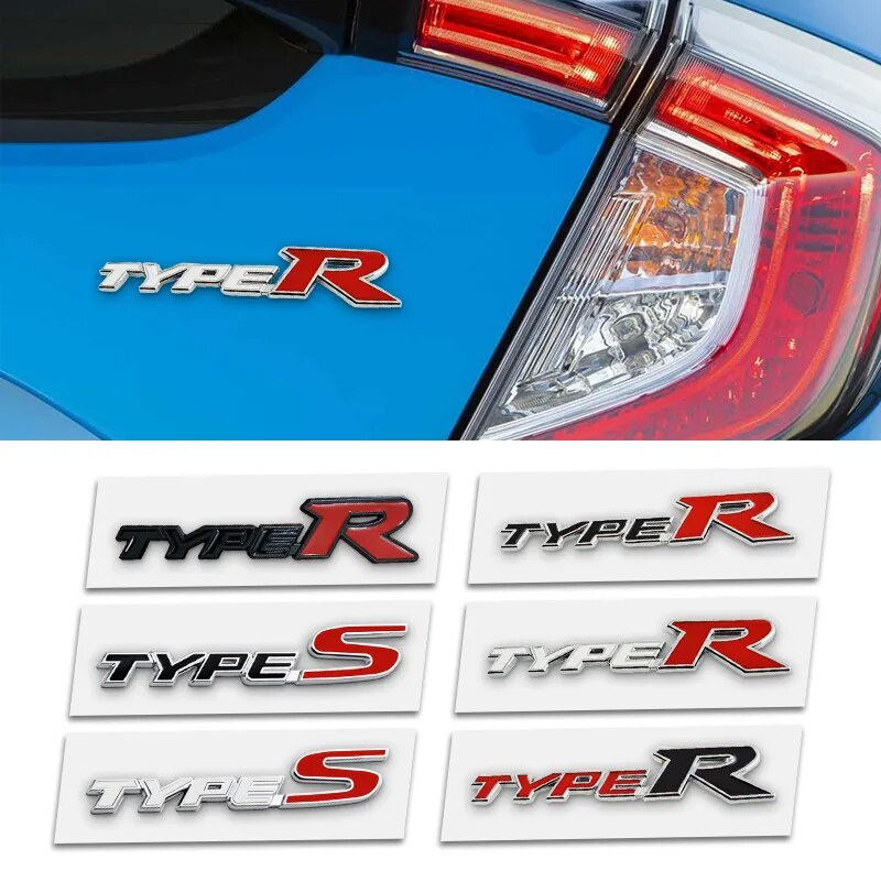 ☇3D Metal Type R Logo Car Sticker Badge Emblem Type S Decal For Honda